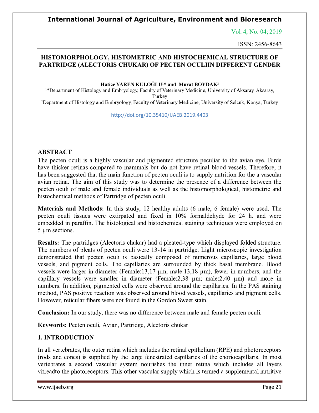 2019 Issn: 2456-8643 Histomorphology, Histomet