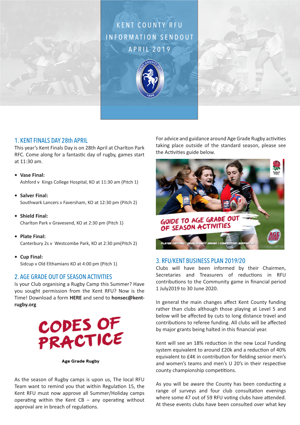 Kent County Rfu Information Sendout April 2019