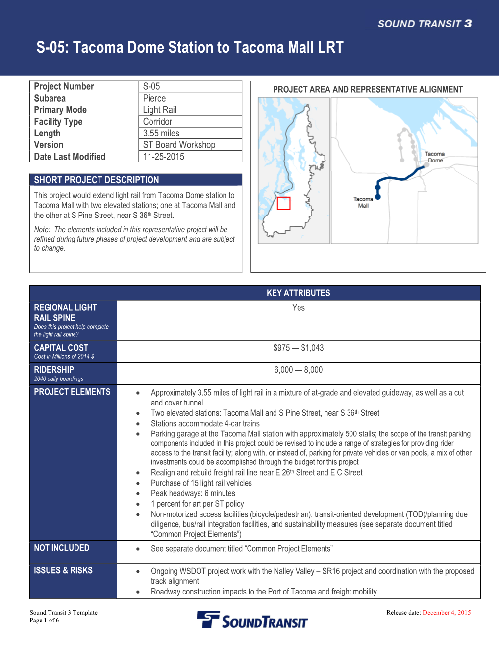 S-05: Tacoma Dome Station to Tacoma Mall LRT