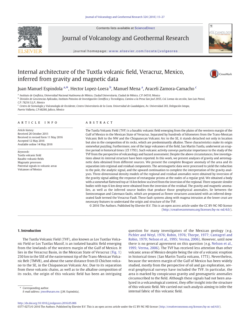 Journal of Volcanology and Geothermal Research 324 (2016) 15–27