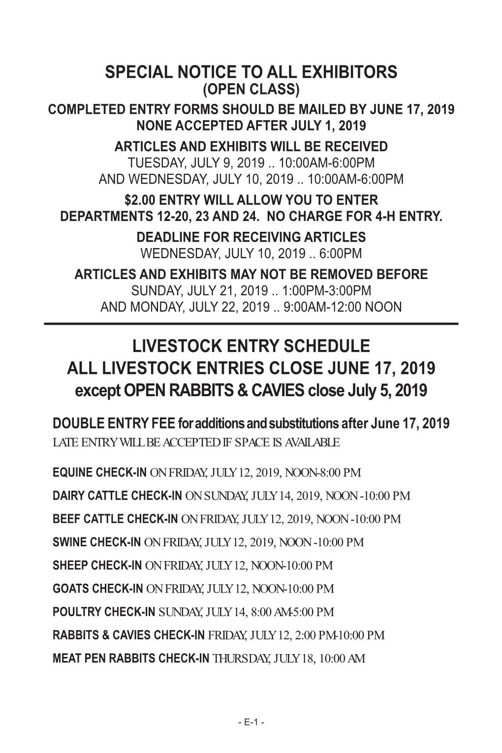 Lycoming County 4-H Clubs 2019 Fair Participation