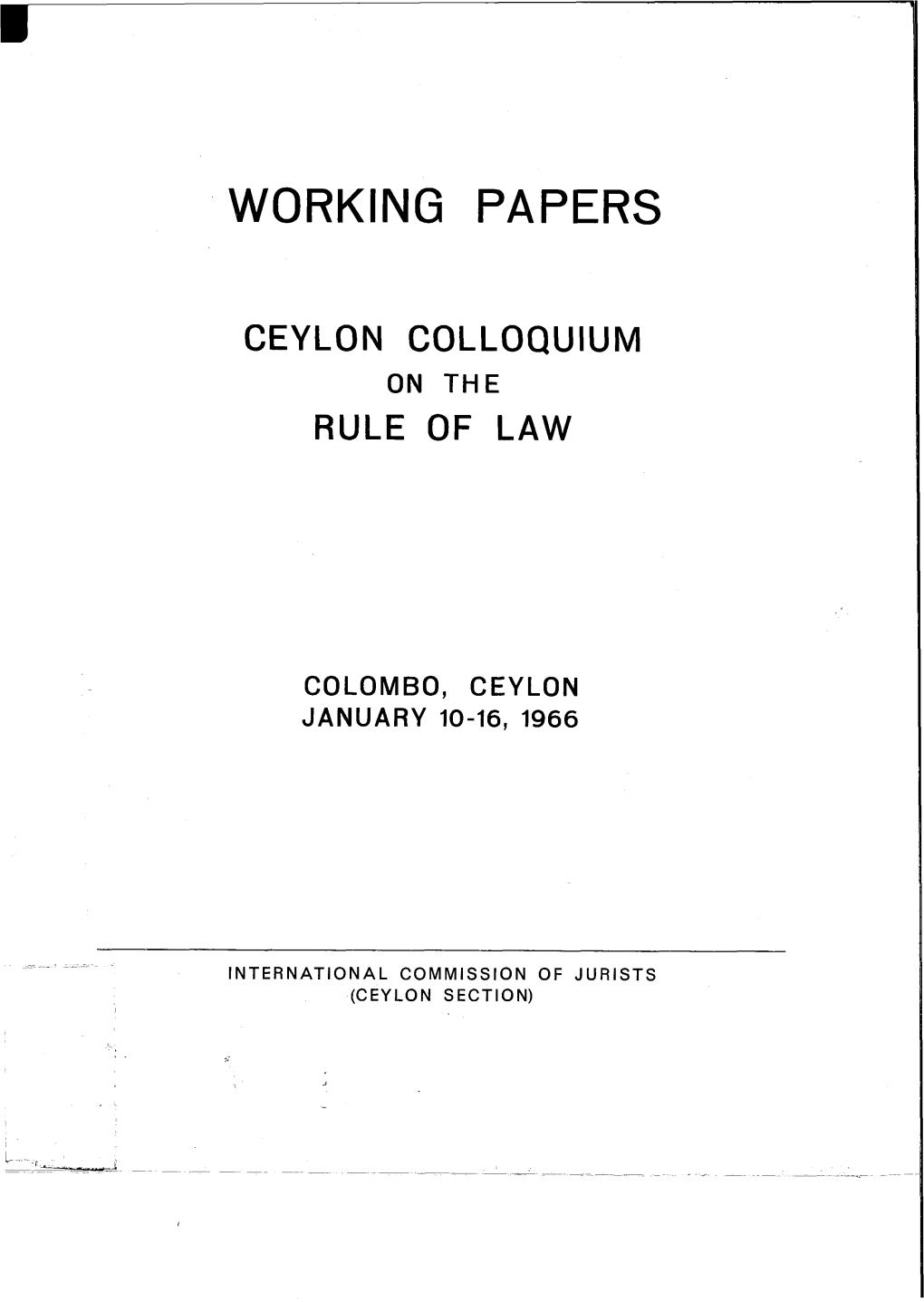 Sri Lanka-Ceylon Colloquium Rule of Law-Conference Report-Working