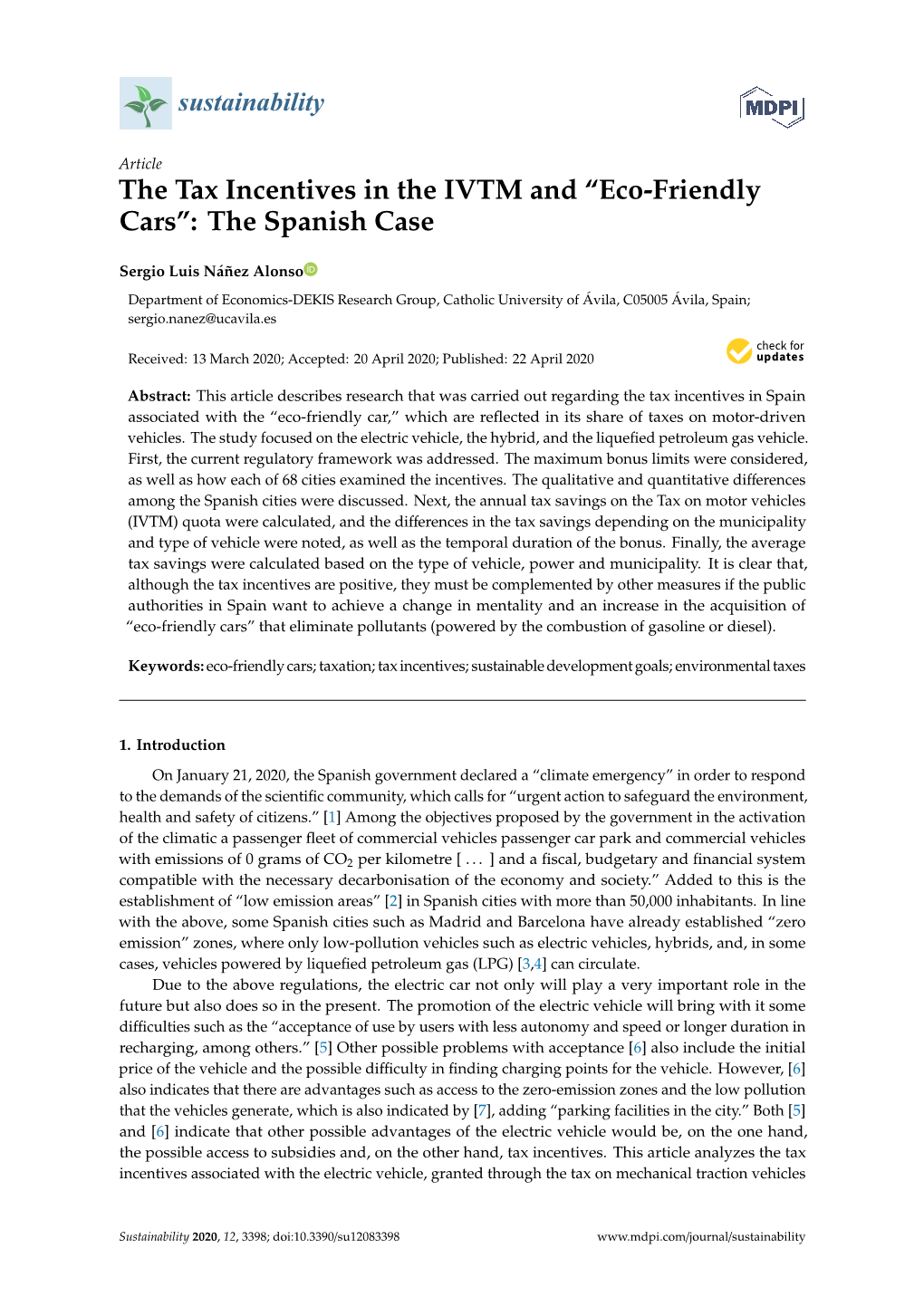 The Tax Incentives in the IVTM and “Eco-Friendly Cars”: the Spanish Case