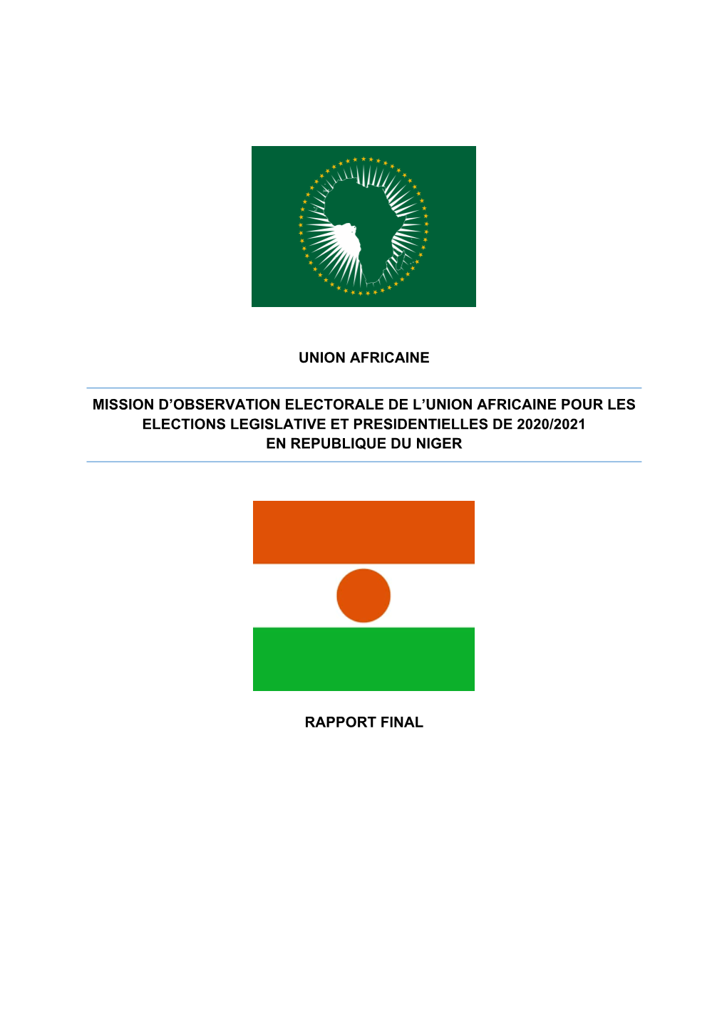 Rapport De La Mission D'observation Electorale De L'union Africaine Pour