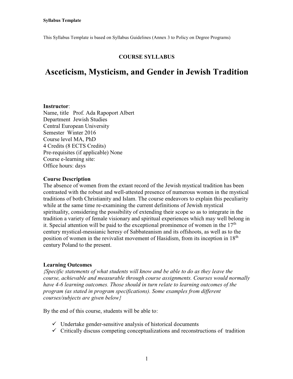 Asceticism, Mysticism, and Gender in Jewish Tradition