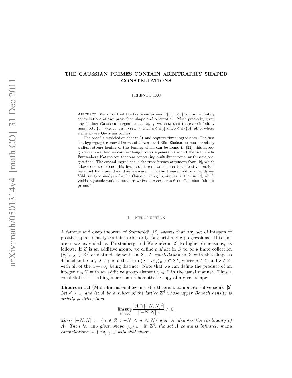 Arxiv:Math/0501314V4