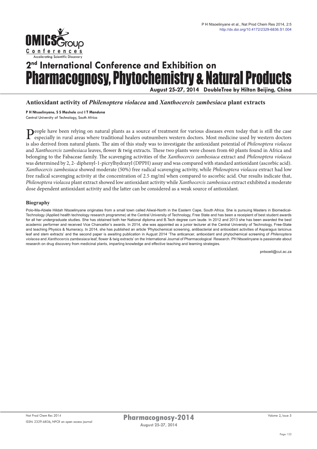 Pharmacognosy, Phytochemistry & Natural Products