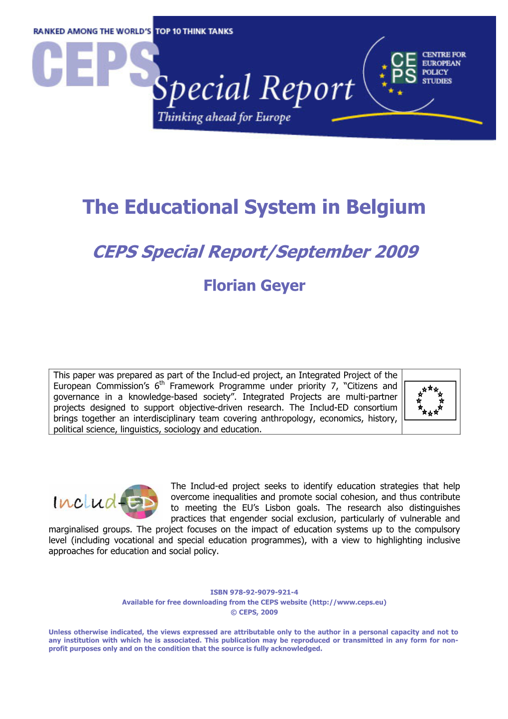 The Educational System in Belgium