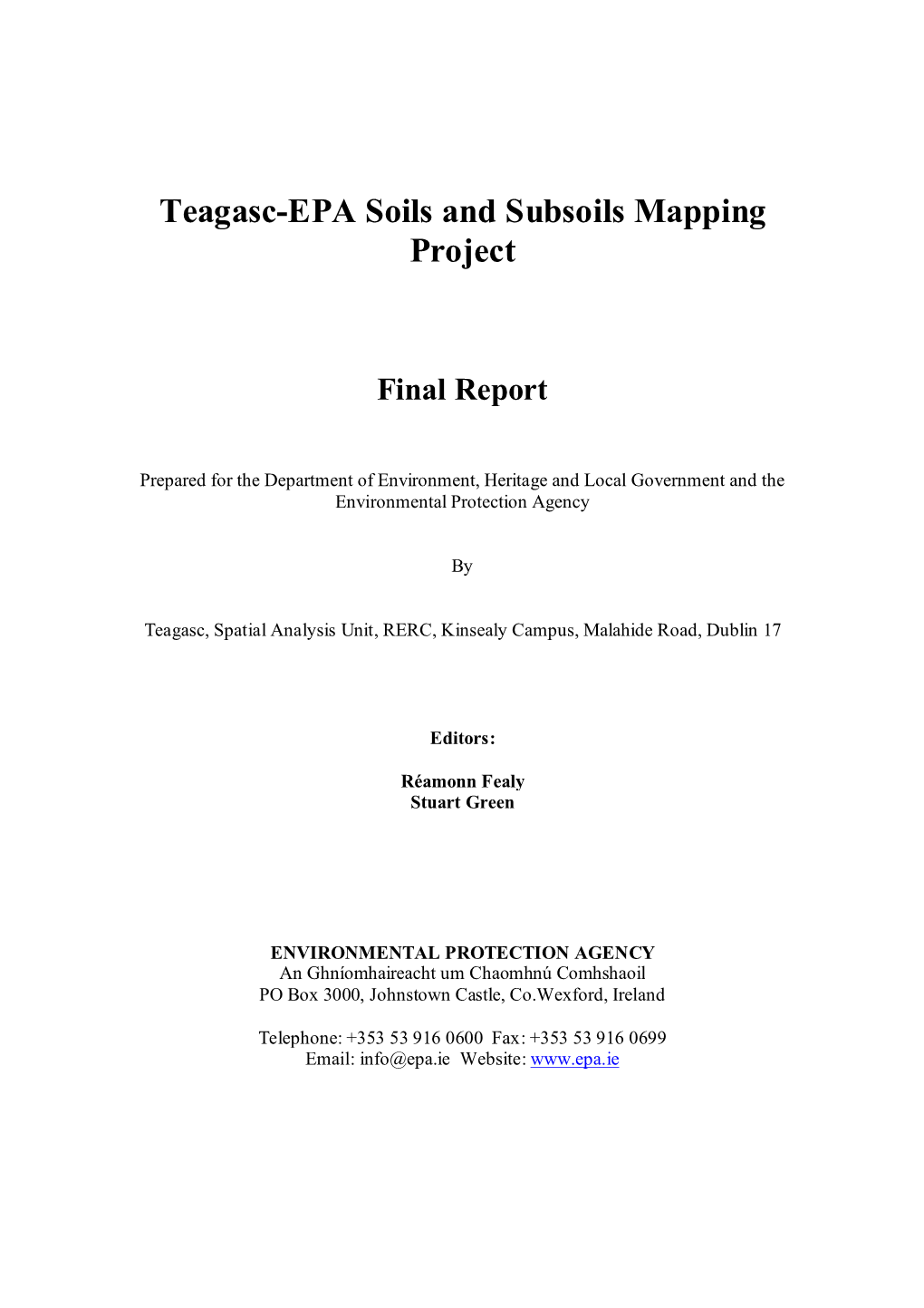 Teagasc-EPA Soils and Subsoils Mapping Project