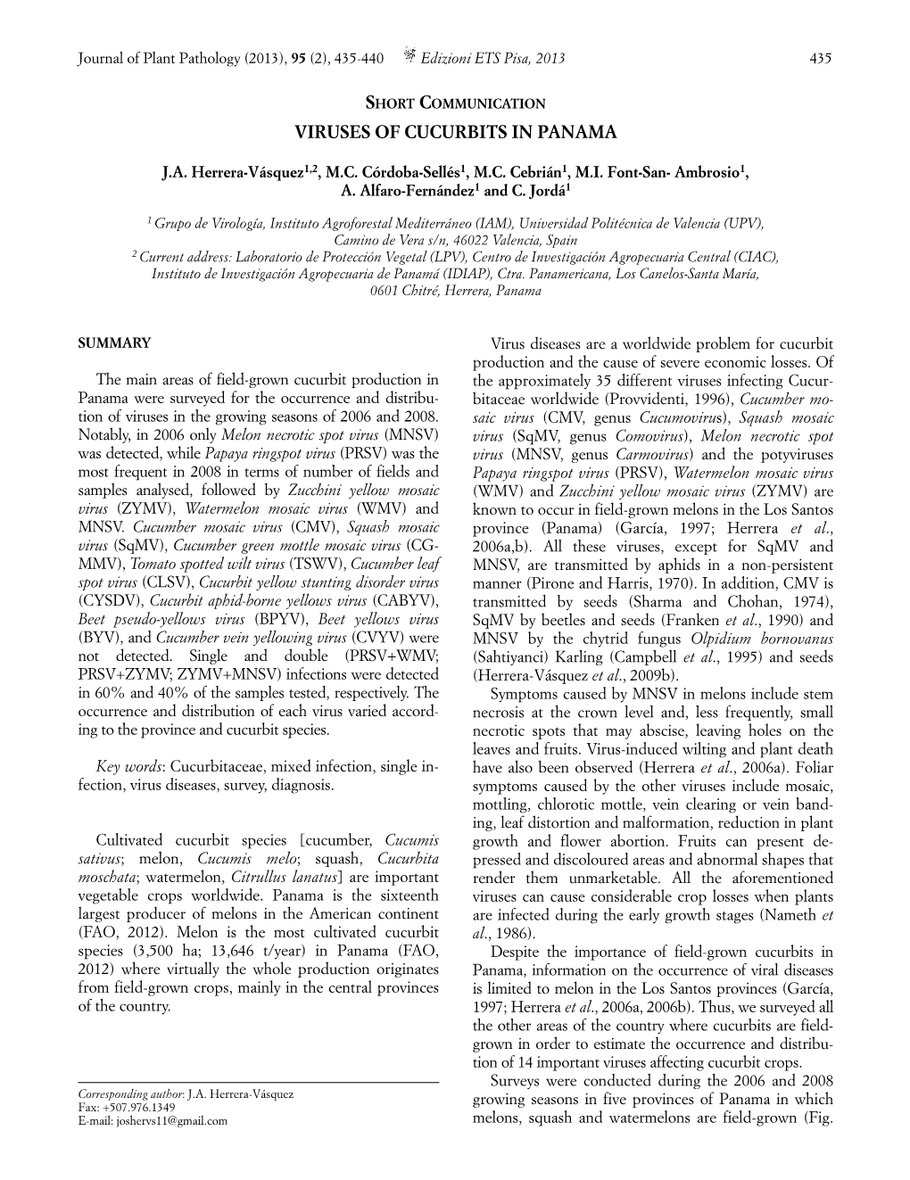 Viruses of Cucurbits in Panama