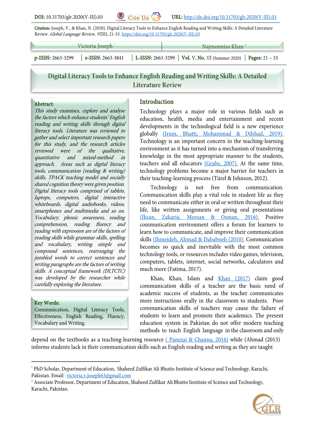 Digital Literacy Tools to Enhance English Reading and Writing Skills: a Detailed Literature Review
