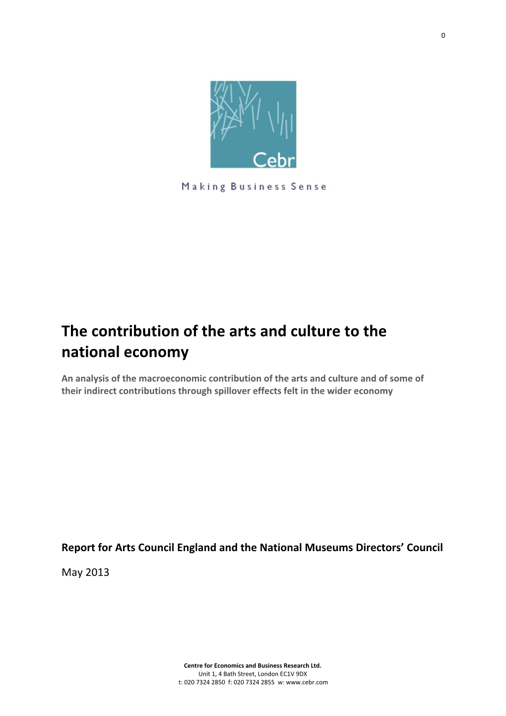 The Contribution of the Arts and Culture to the National Economy (Pdf 2.9MB)