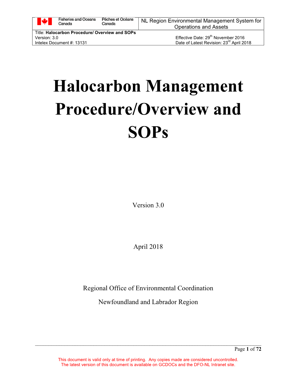 Halocarbon Management Procedure/Overview and Sops