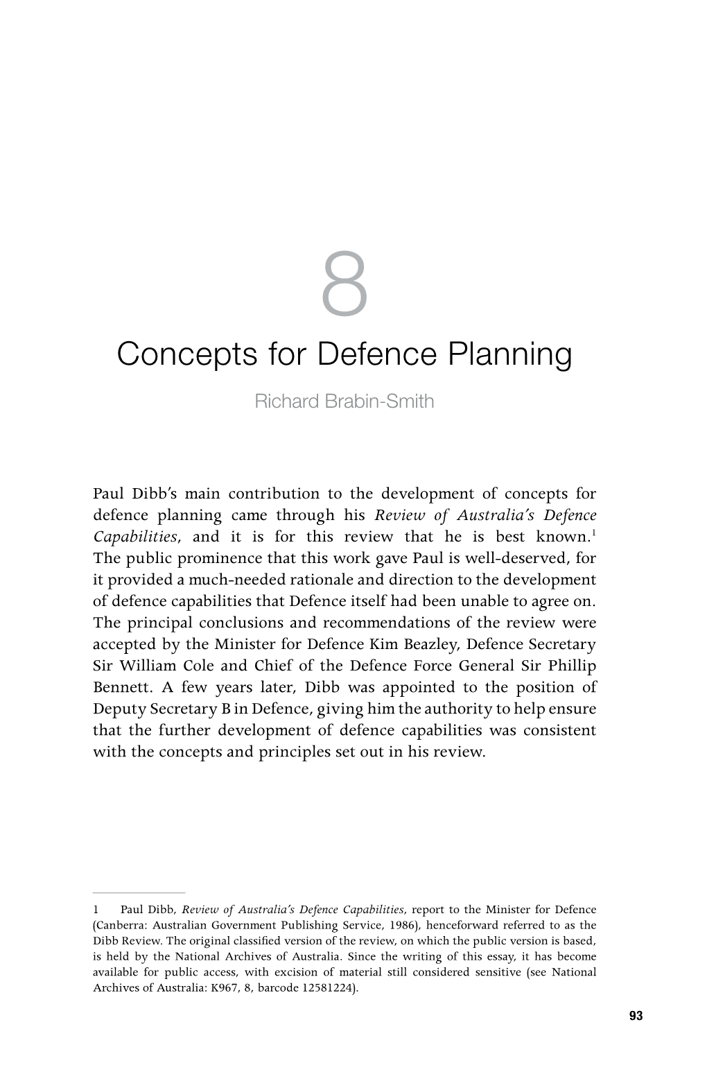 Concepts for Defence Planning Richard Brabin-Smith