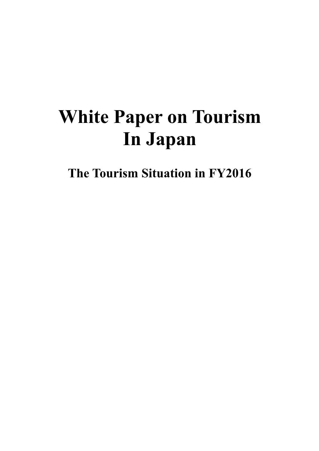 White Paper on Tourism in Japan