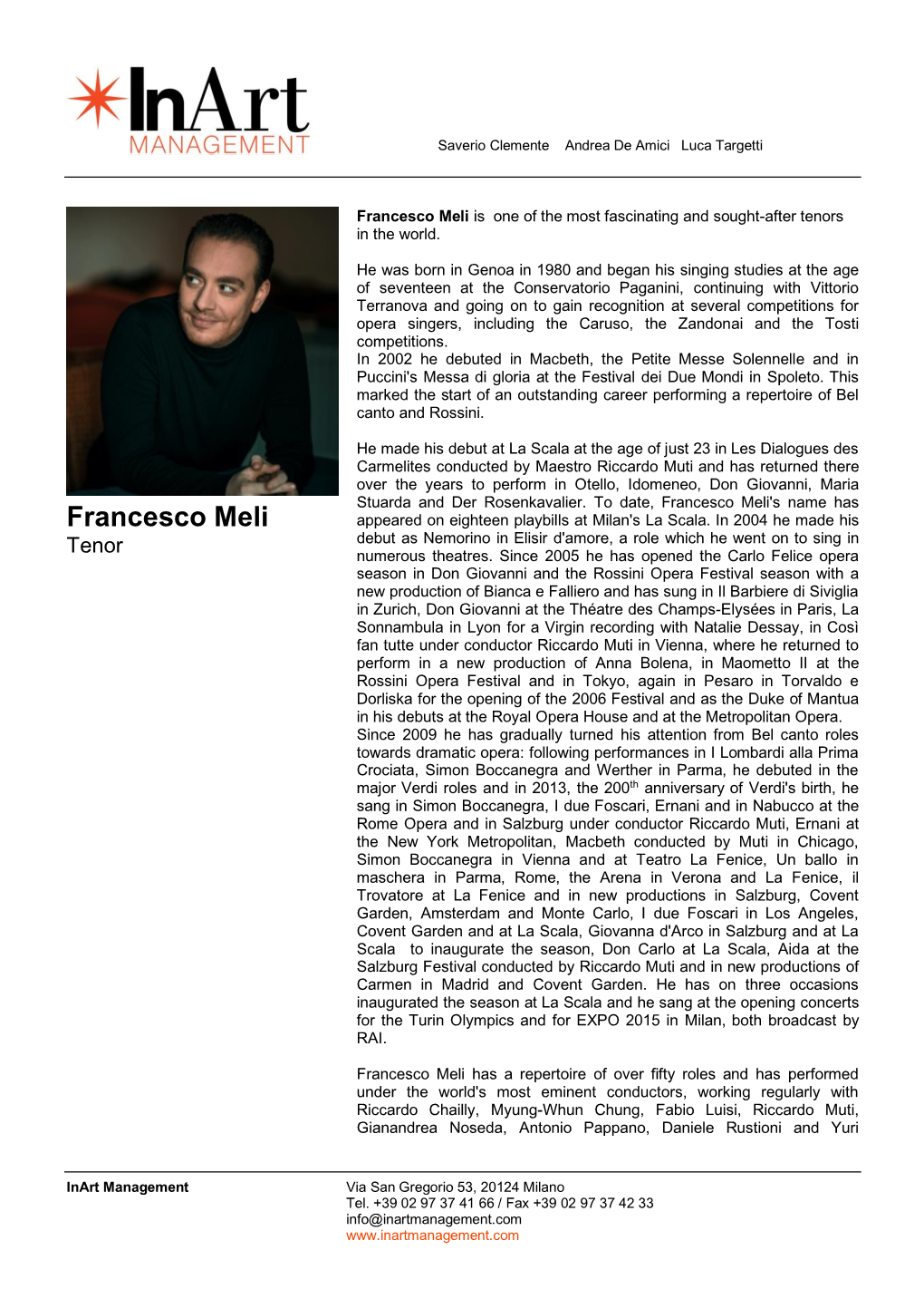 Francesco Meli Is One of the Most Fascinating and Sought-After Tenors in the World