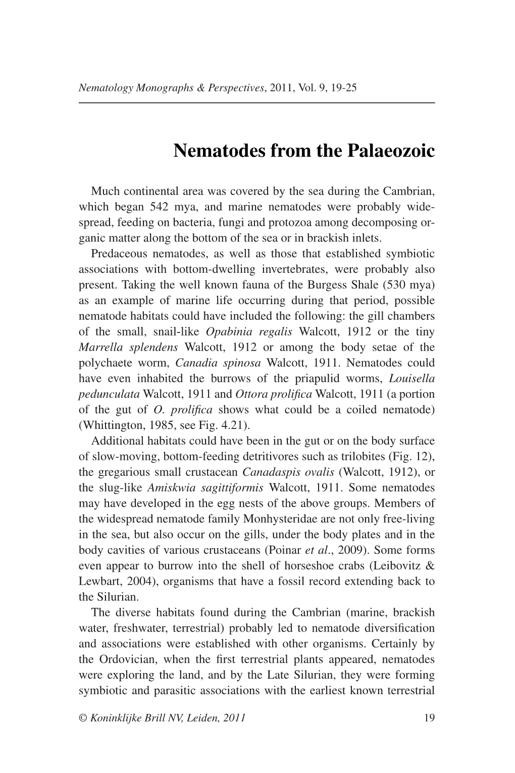 Nematodes from the Palaeozoic