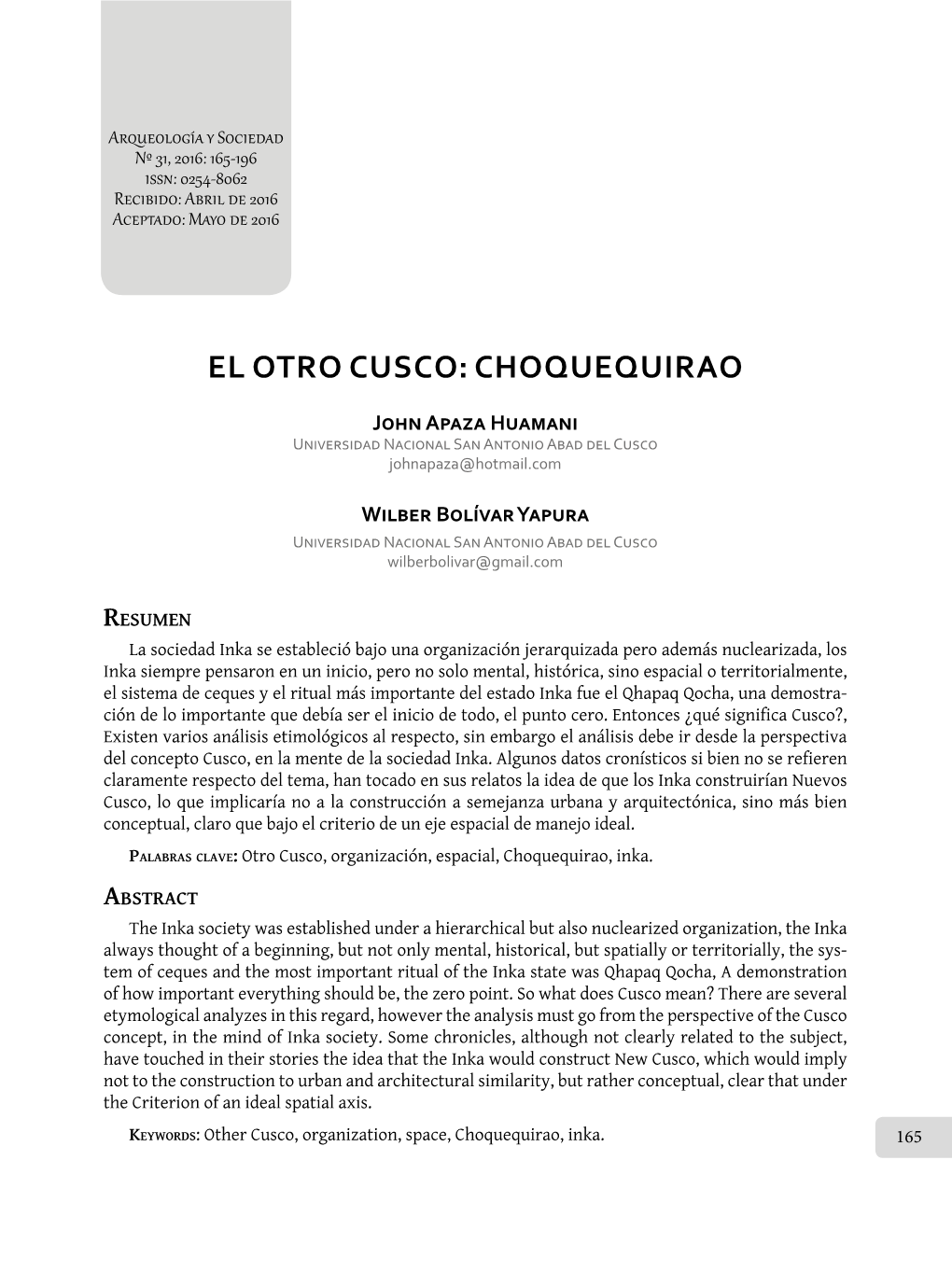 El Otro Cusco: Choquequirao