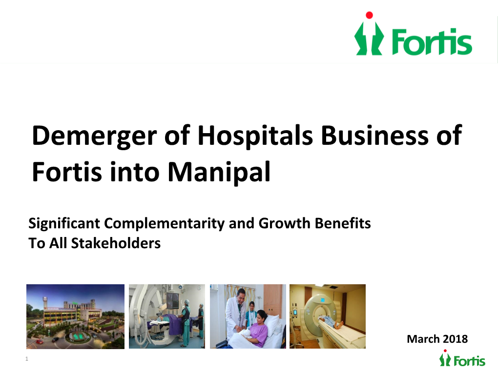 Demerger of Hospitals Business of Fortis Into Manipal