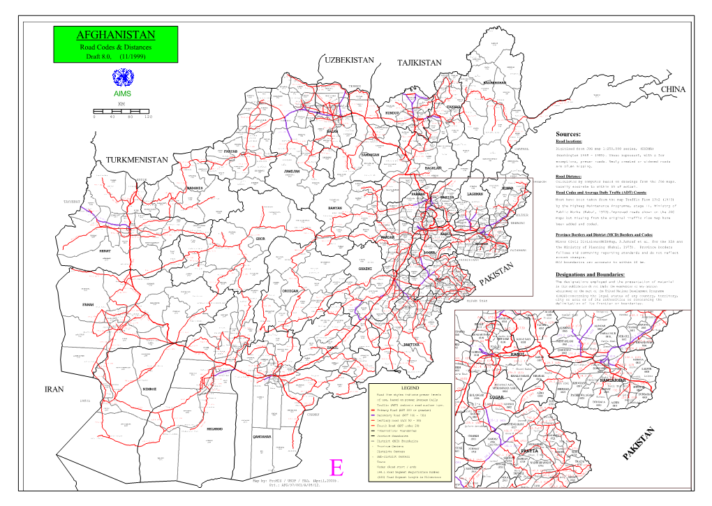 AFGHANISTAN Road Codes & Distances Draft