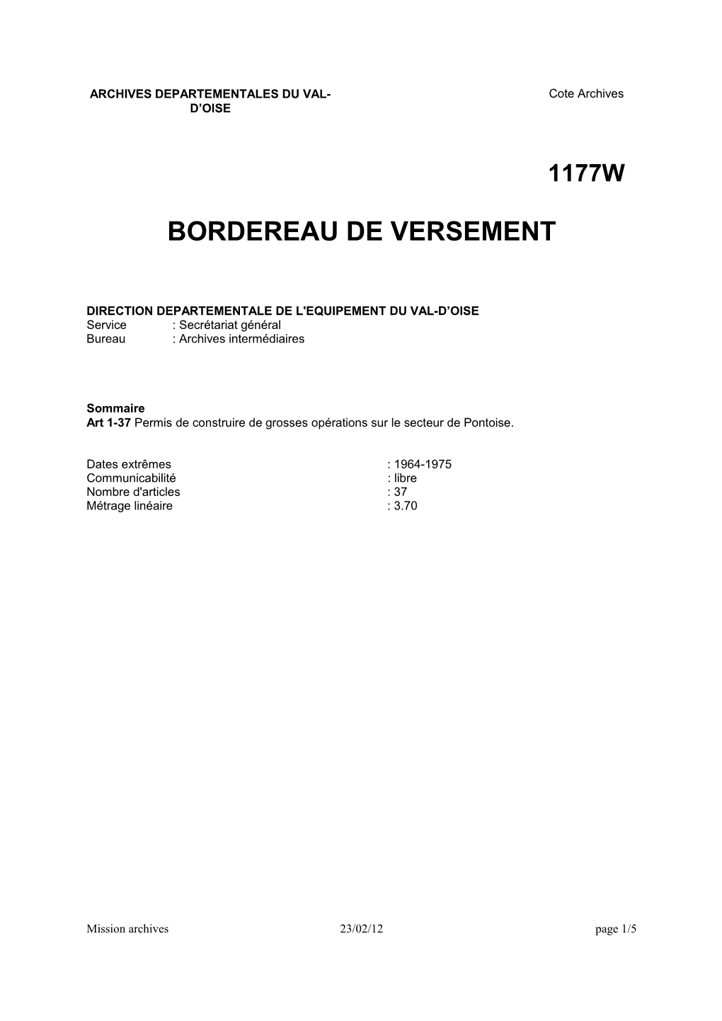 Permis De Construire De Grosses Opérations Sur Le Secteur De Pontoise