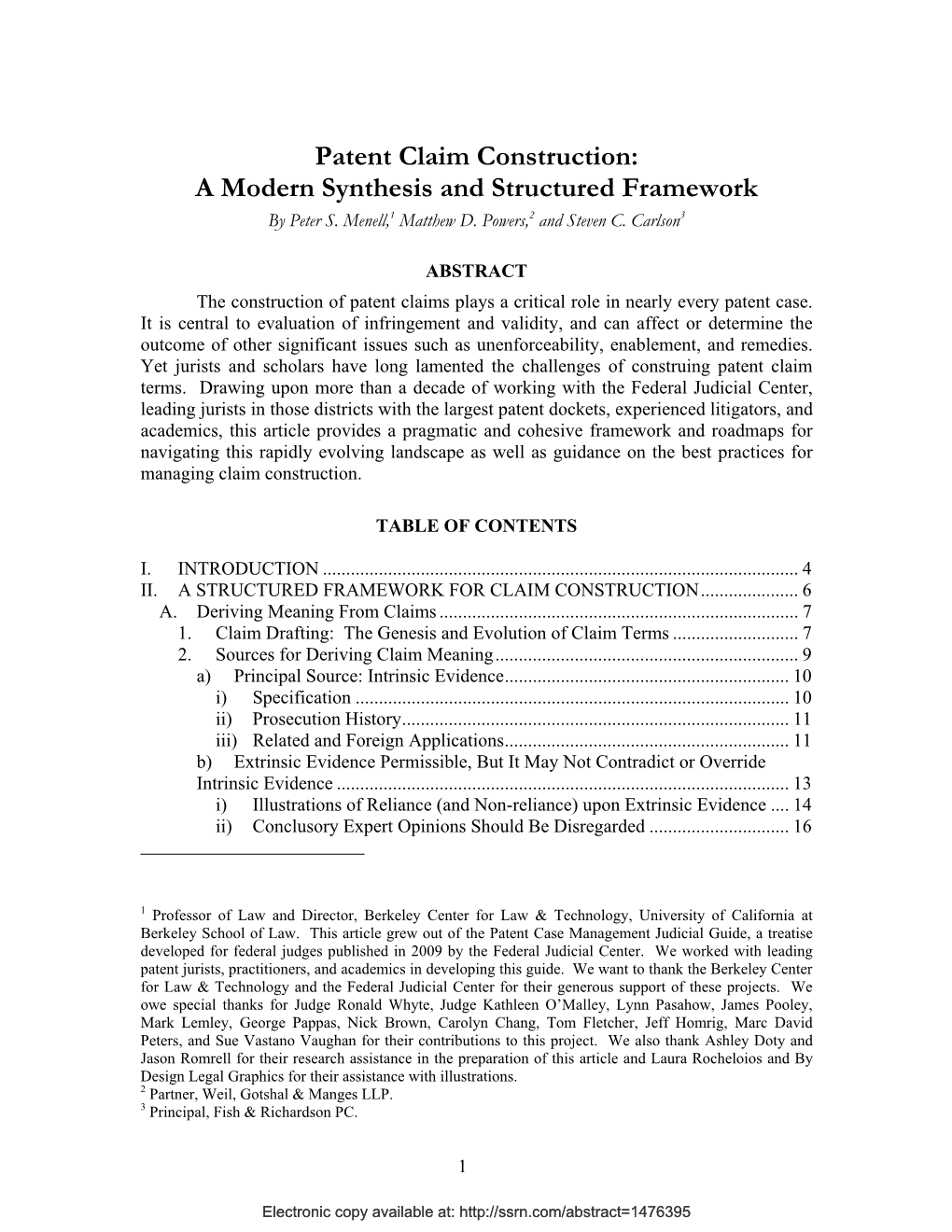 Patent Claim Construction: a Modern Synthesis and Structured Framework by Peter S