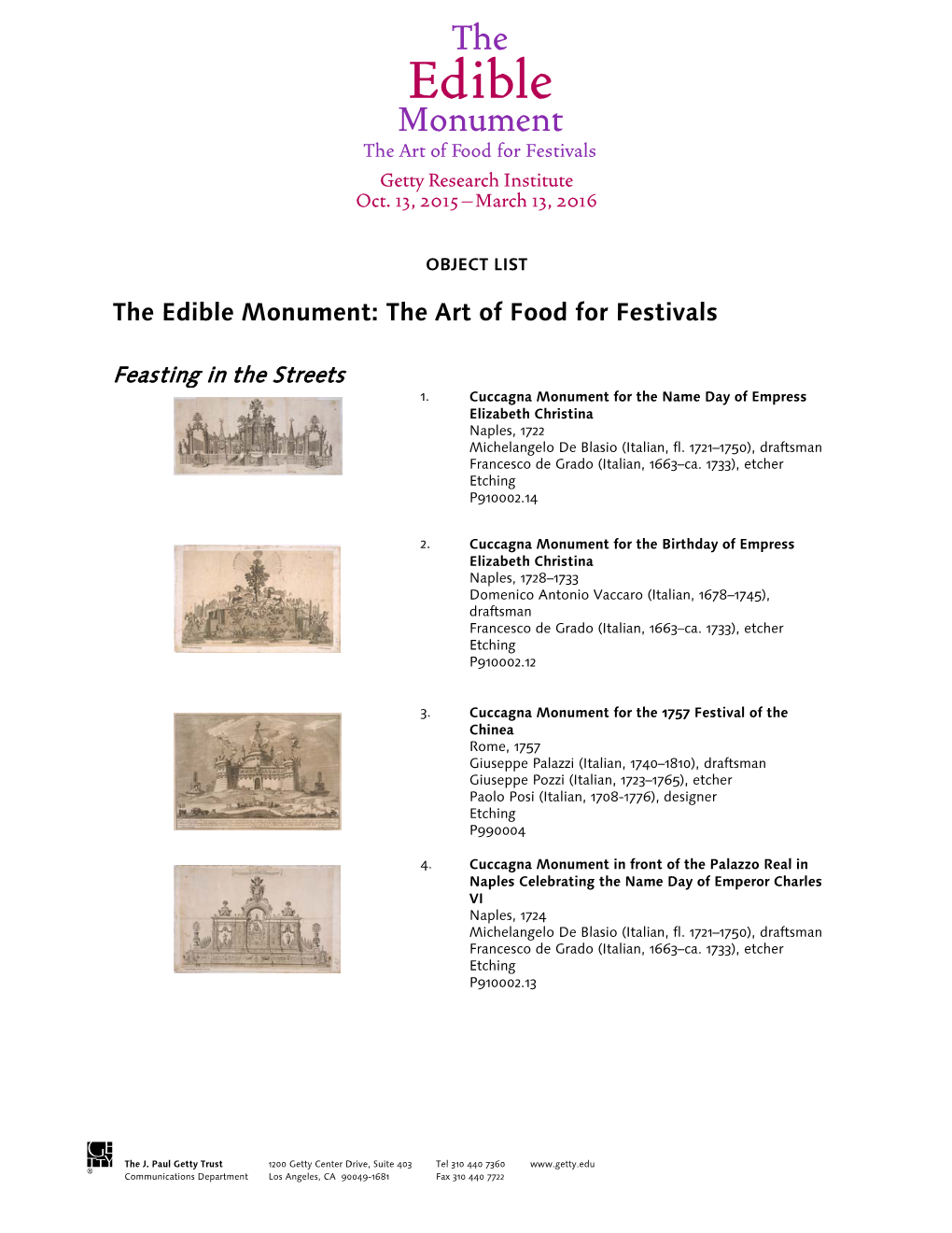 The Edible Monument: the Art of Food for Festivals