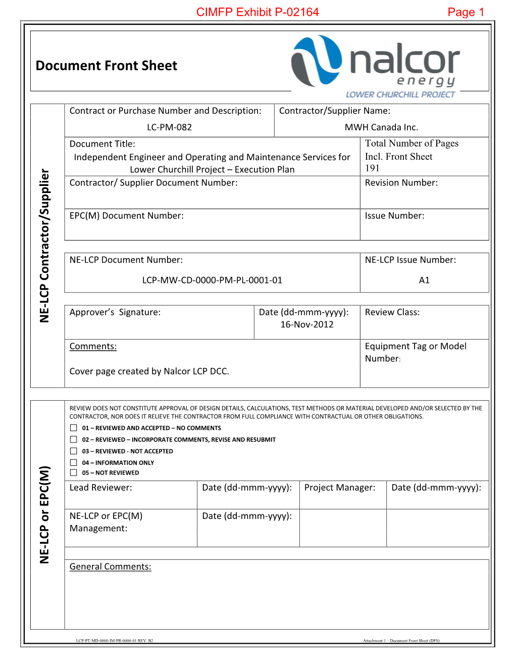 Document Front Sheet