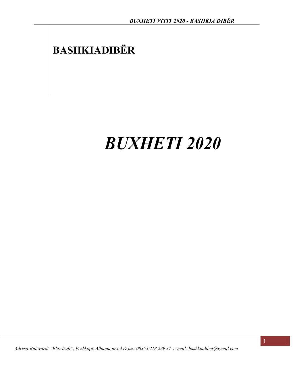 Buxheti Vjetor 2020 Per Bashkine Diber