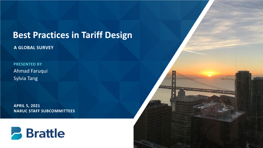 Best Practices in Tariff Design: a Global Survey