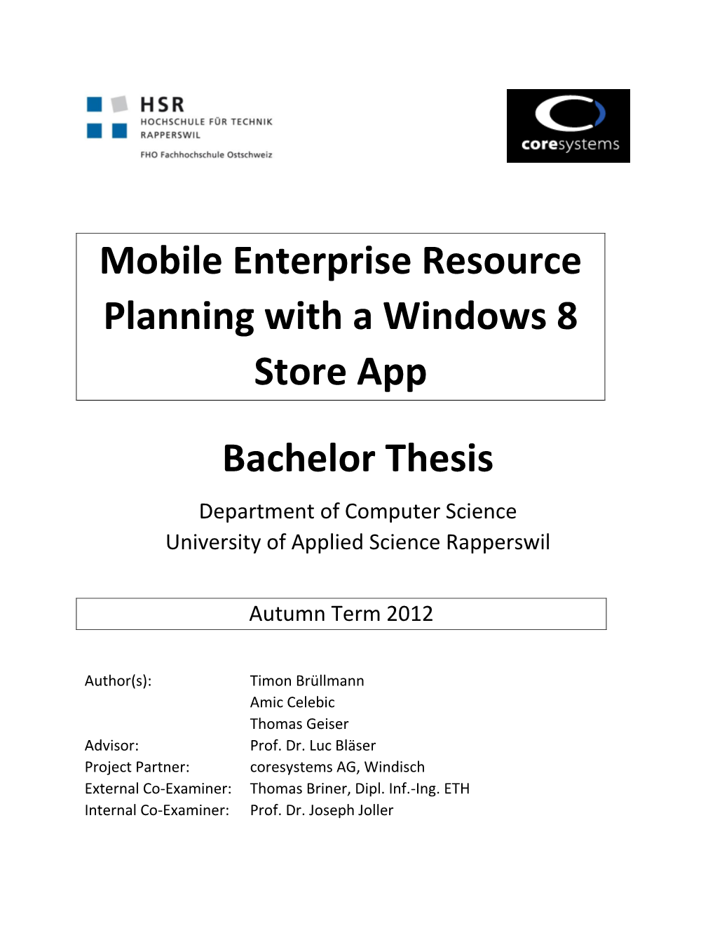 Mobile Enterprise Resource Planning with a Windows 8 Store App