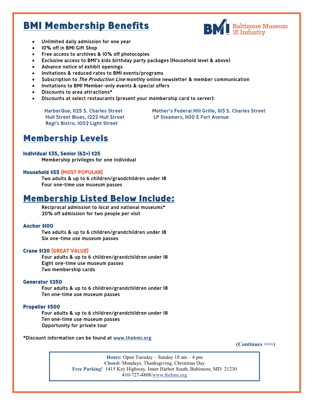 BMI Membership Benefits