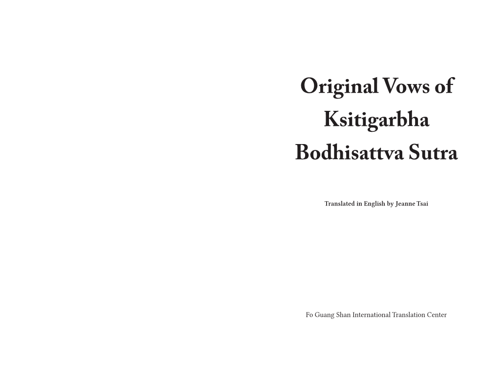 Original Vows of Ksitigarbha Bodhisattva Sutra