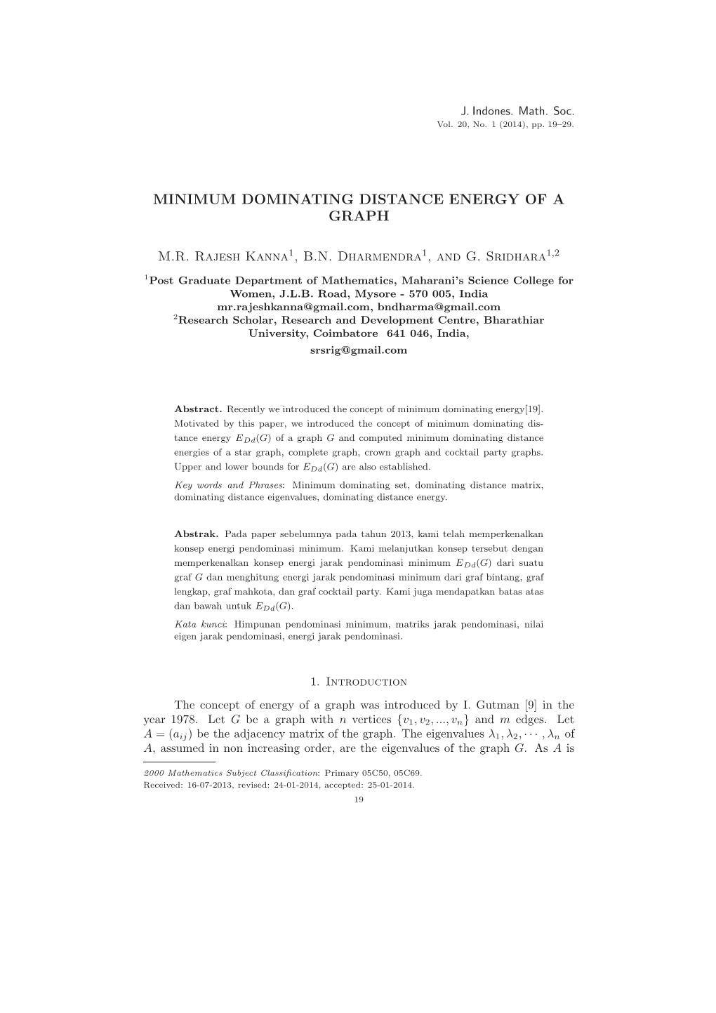 Minimum Dominating Distance Energy of a Graph