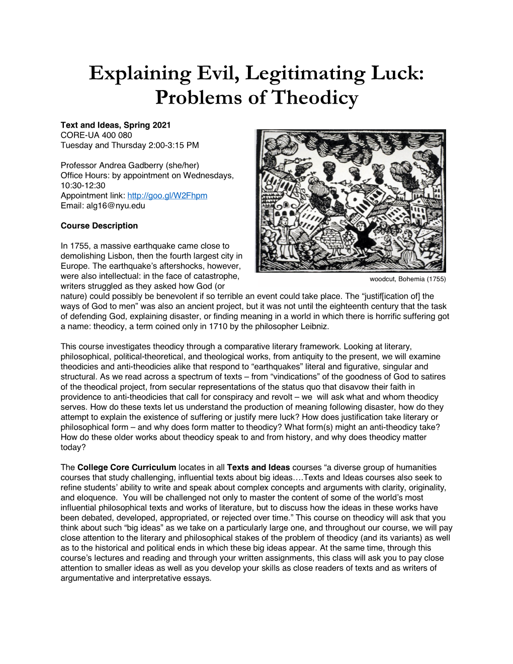 Explaining Evil, Legitimating Luck: Problems of Theodicy