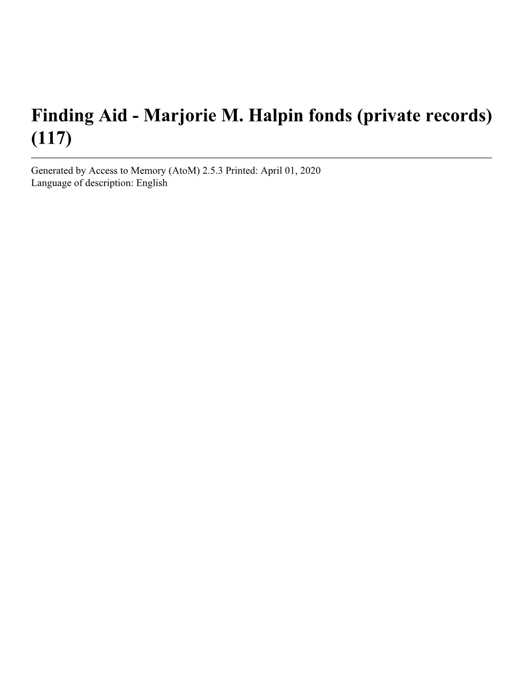 Marjorie M. Halpin Fonds (Private Records) (117)