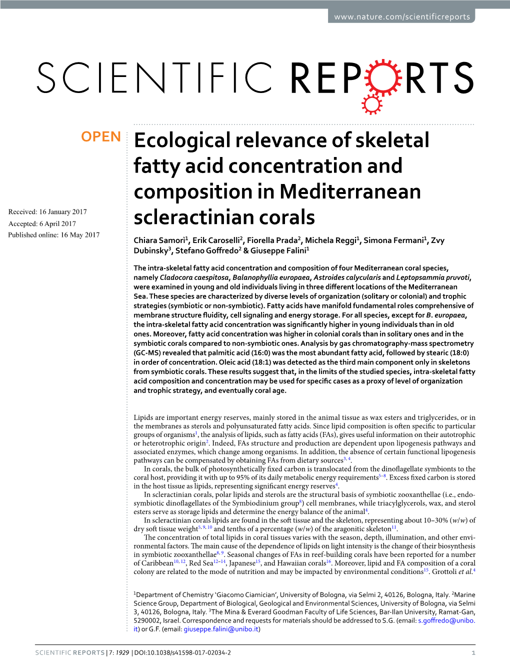 Ecological Relevance of Skeletal Fatty Acid Concentration and Composition