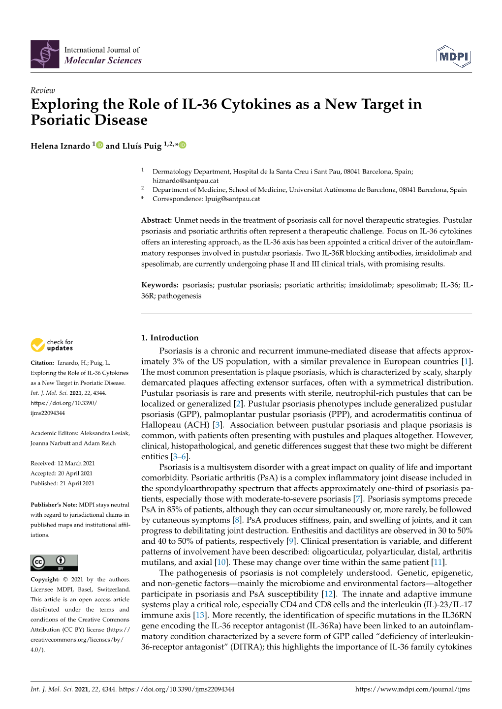 Exploring the Role of IL-36 Cytokines As a New Target in Psoriatic Disease