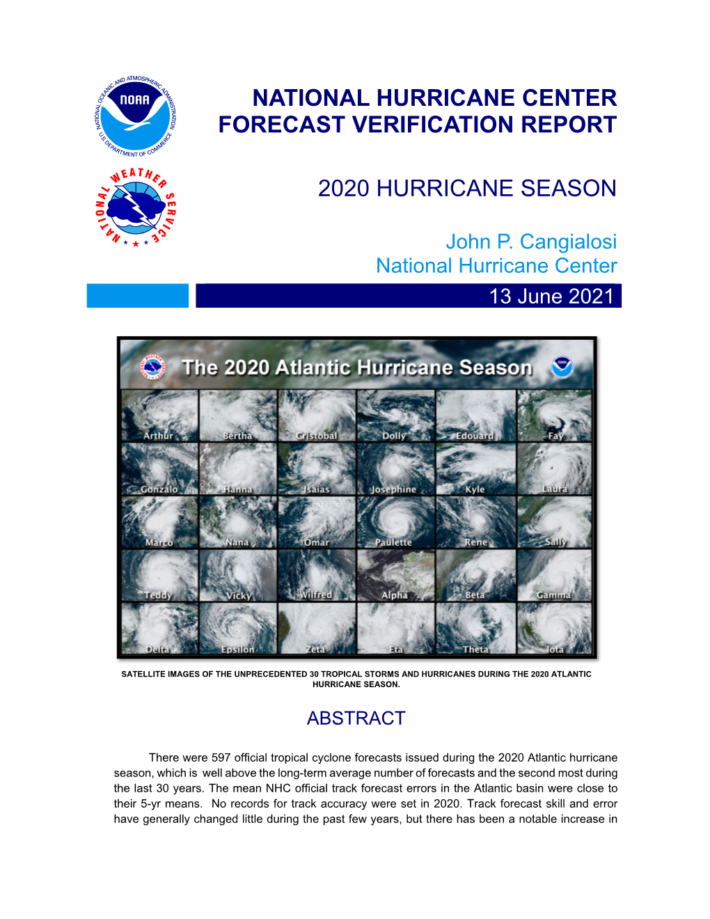 National Hurricane Center Forecast Verification Report 2020 Hurricane Season