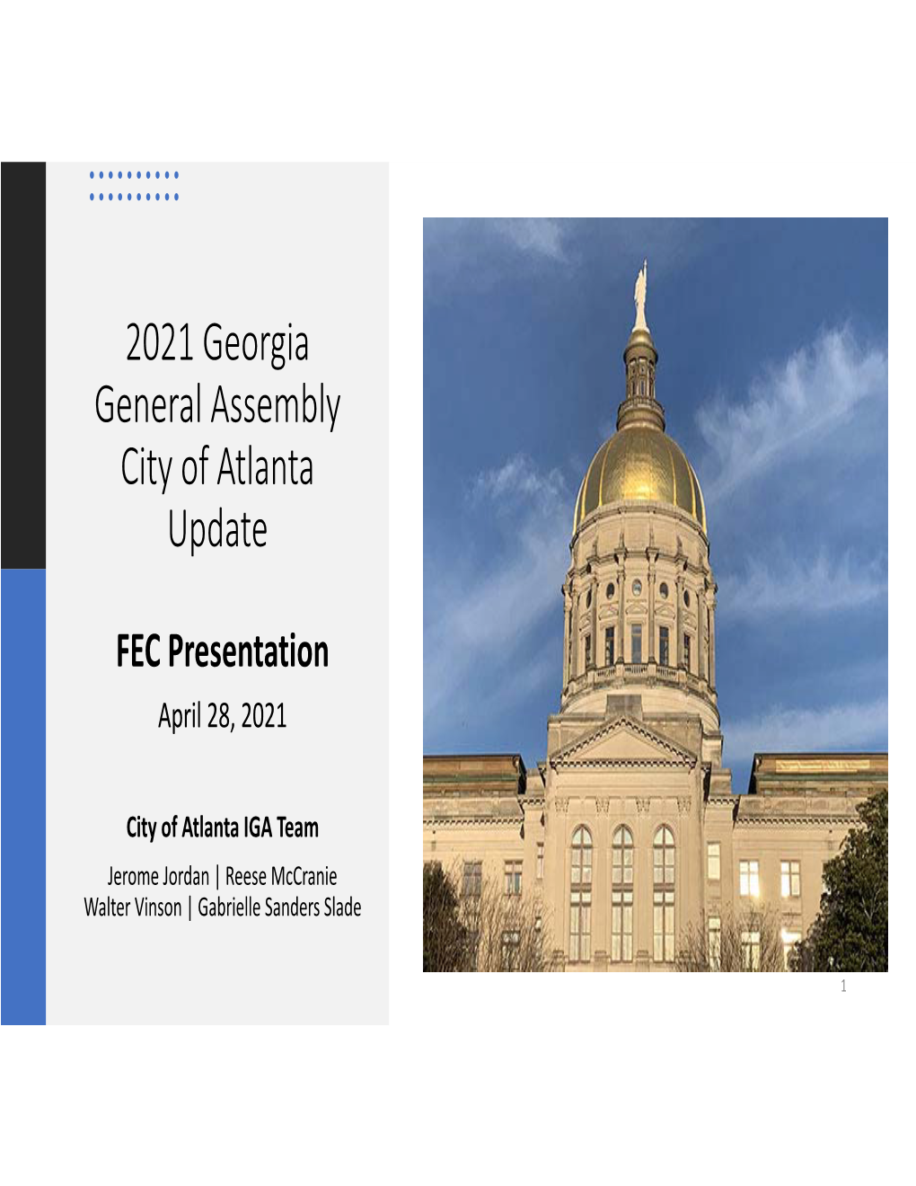2021 Georgia General Assembly City of Atlanta Update