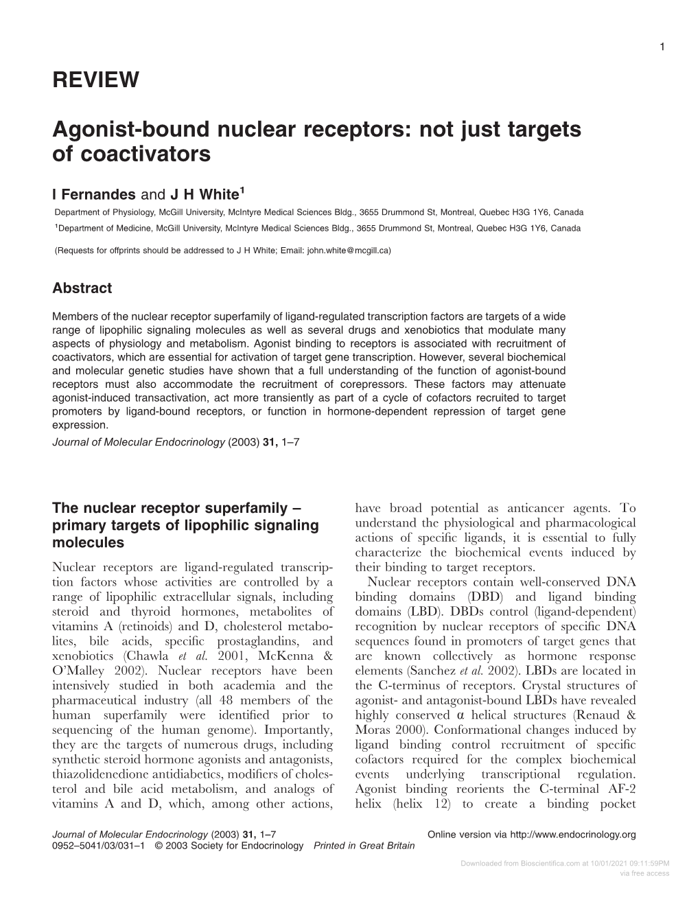 REVIEW Agonist-Bound Nuclear Receptors