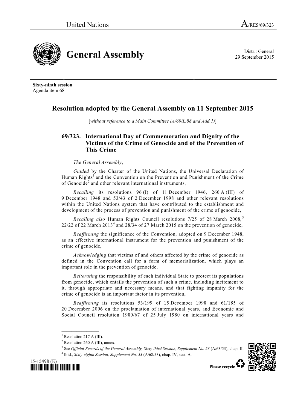 A/RES/69/323 General Assembly