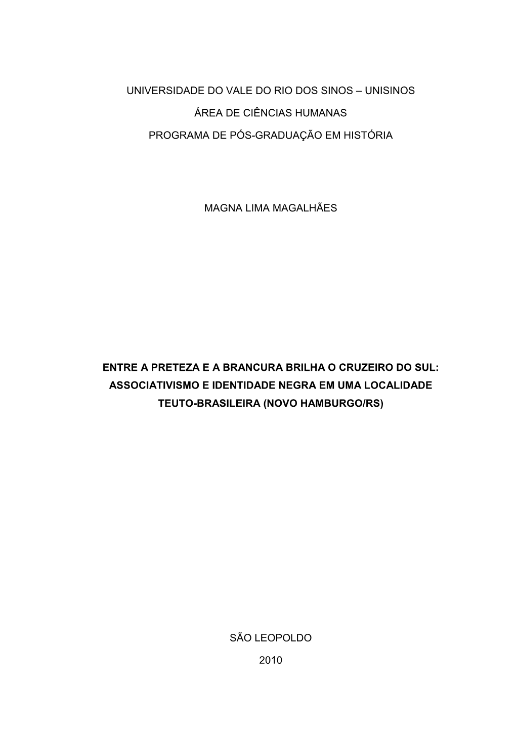 Universidade Do Vale Do Rio Dos Sinos – Unisinos Área De