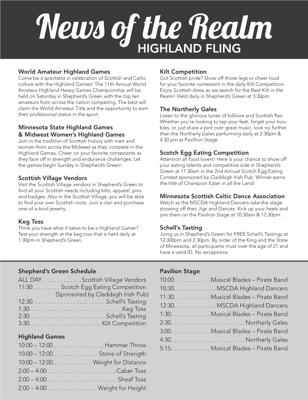 News of the Realm HIGHLAND FLING