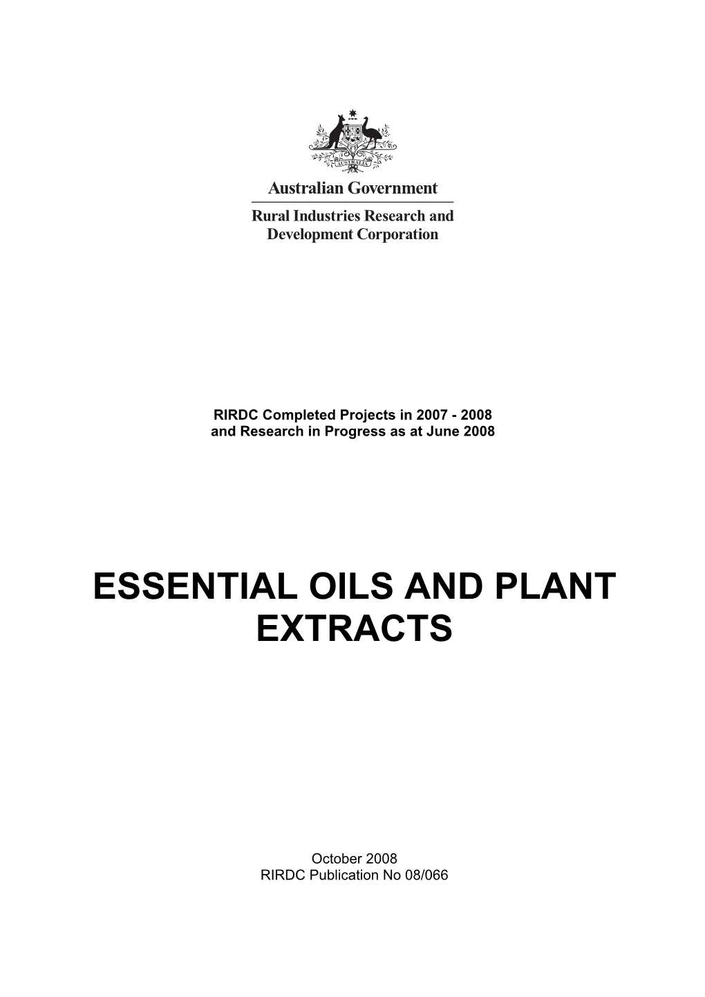 Essential Oils and Plant Extracts