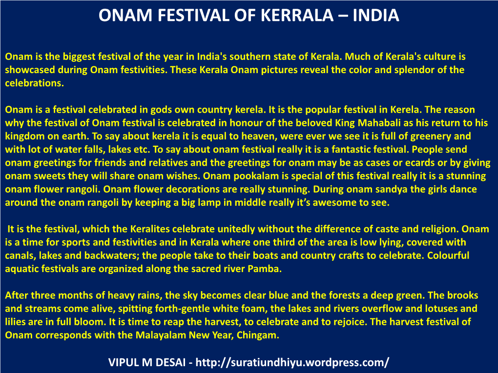 Onam Festival of Kerrala – India