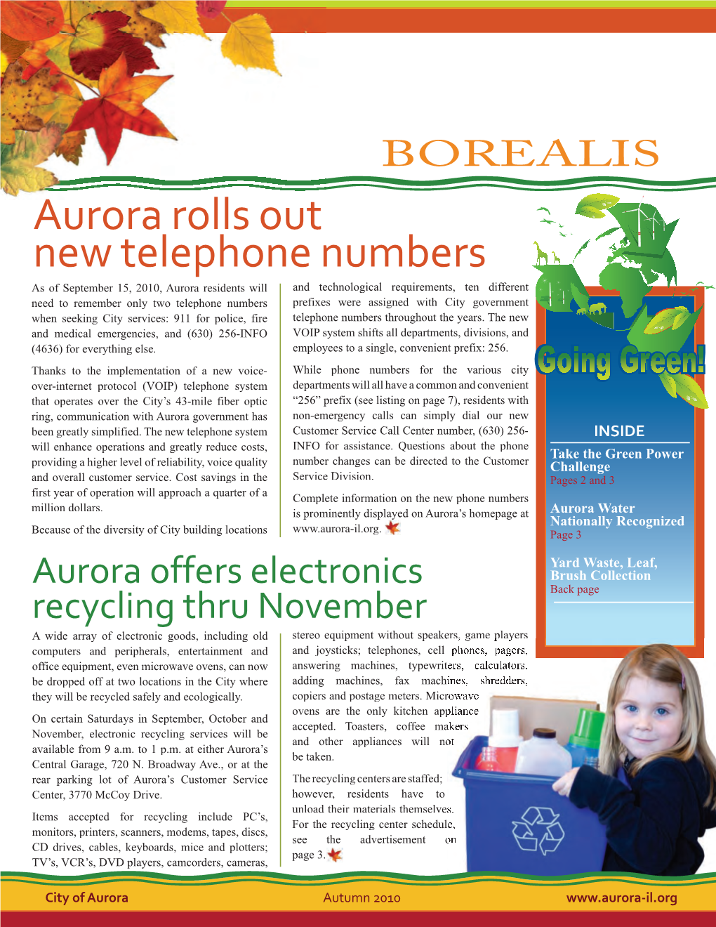 Autumn 2010 Aurora Borealis Newsletter
