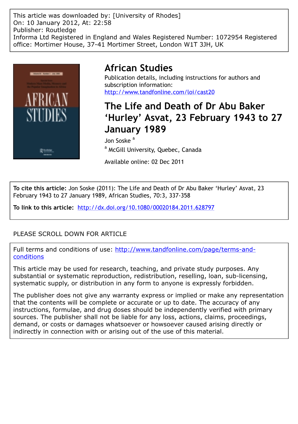 Dr Abu Baker Asvat – ‘Hurley’ to His Friends and Comrades – Accepted the ﬁrst Annual Human Rights Award from the Lenasia-Based