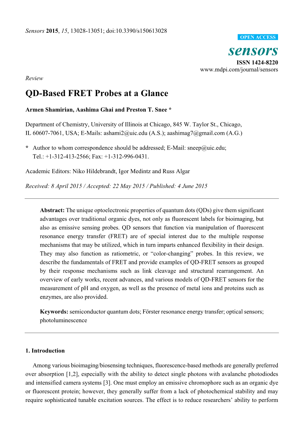 QD-Based FRET Probes at a Glance