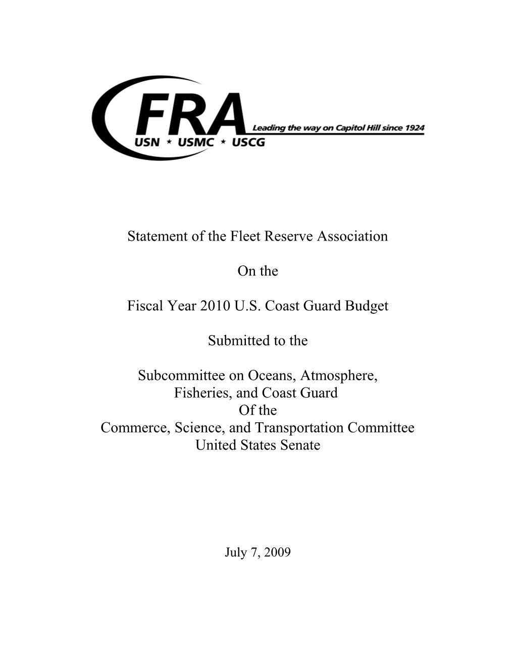 Statement of the Fleet Reserve Association